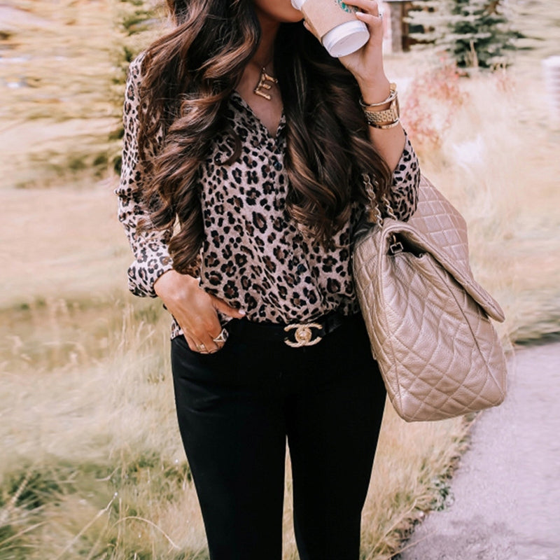 Leopard Button Long Sleeve Shirt