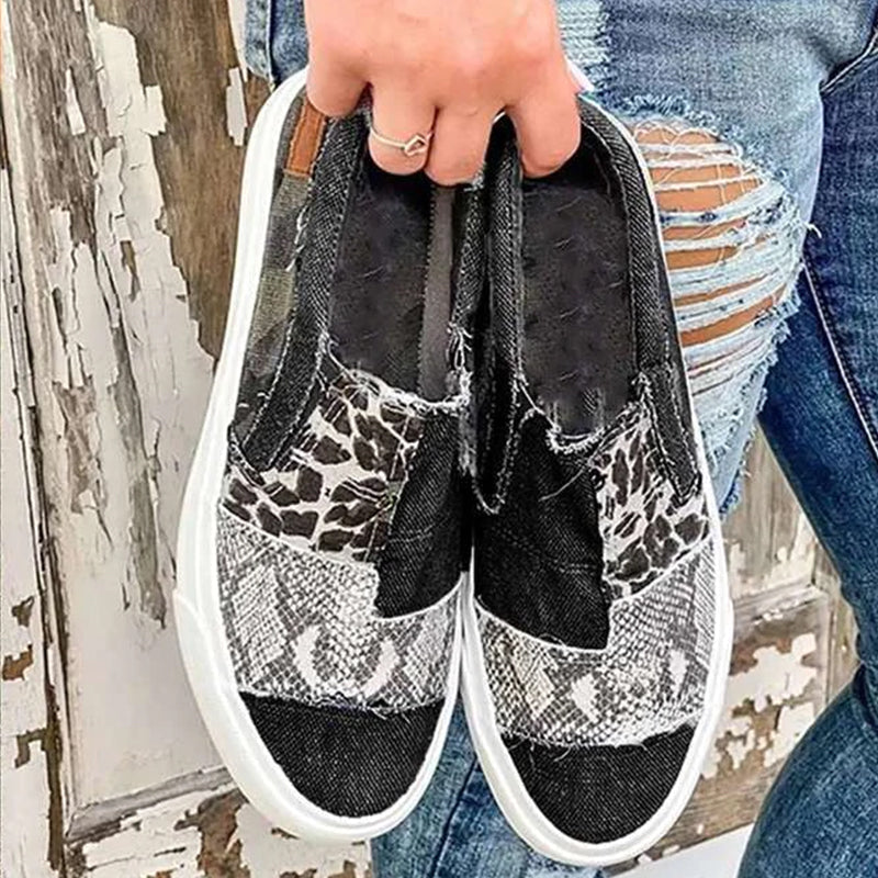 Patchwork avslappnade sneakers för damer