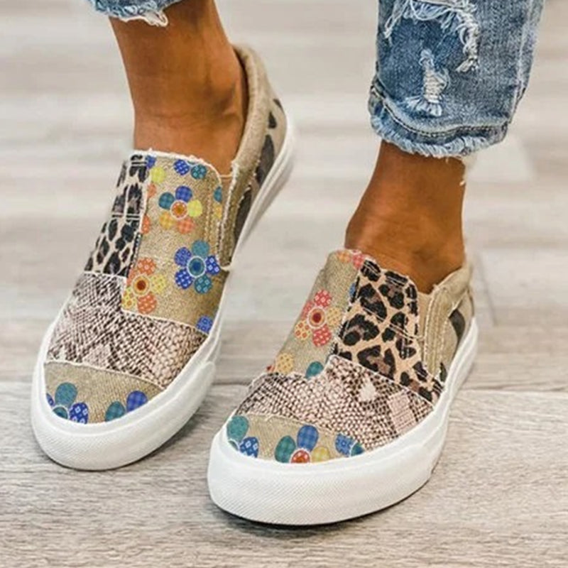 Patchwork avslappnade sneakers för damer