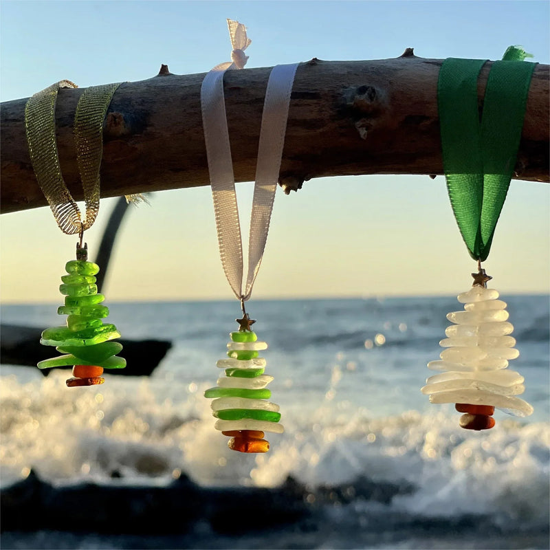Julgransprydnad av sjöglas från sjön Erie