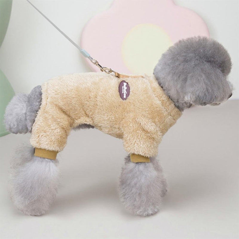 Elastisk jumpsuit för husdjur i fleece med dragkedja