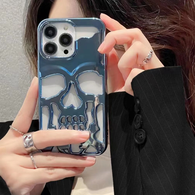 Pläterad Skull Case Cover för iPhone