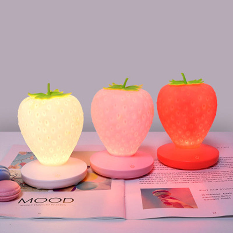 Strawberry nattlampa mjuk silikon bordslampa