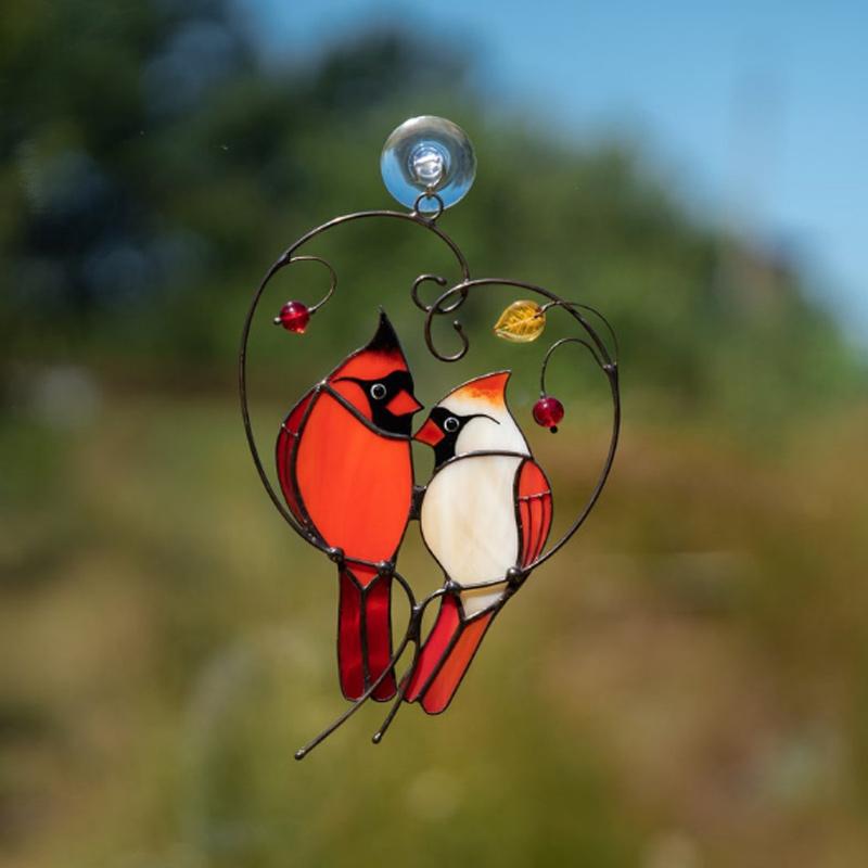 Kardinal fågel | Fönster dekoration