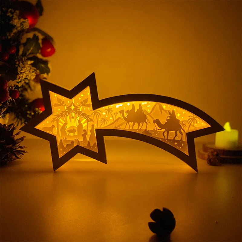 LED Trästjärneljus för jul