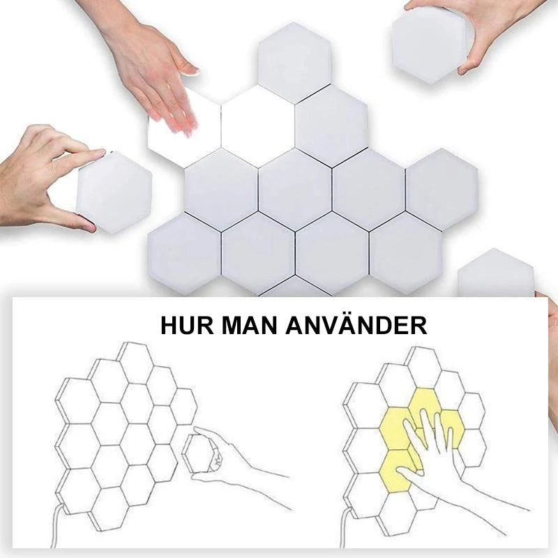 Sexkantig vägglampa med kreativ geometri