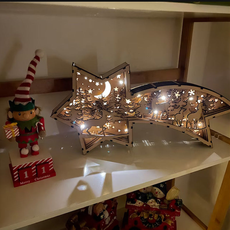 LED Trästjärneljus för jul