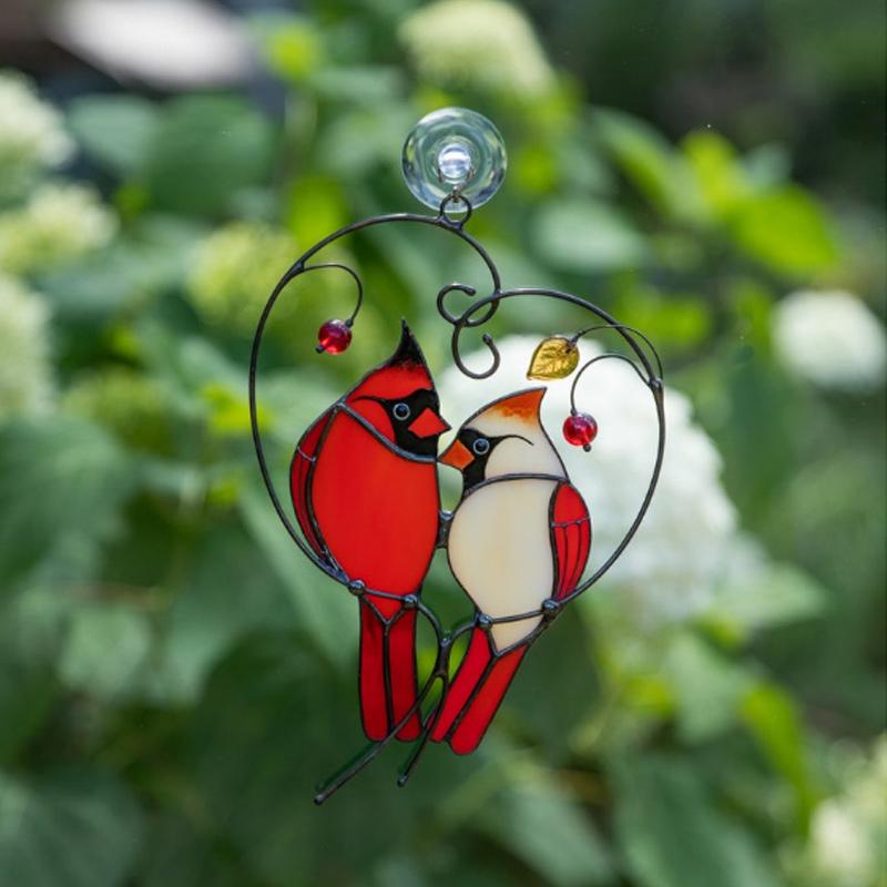 Kardinal fågel | Fönster dekoration