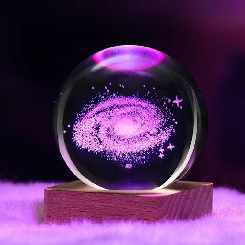3D Galaxy Nattljus Dekor Krystalkul lampa