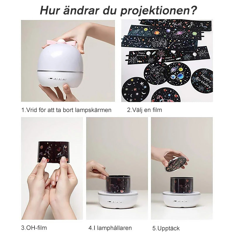 Stjärnhimmel projektor med 360 varv