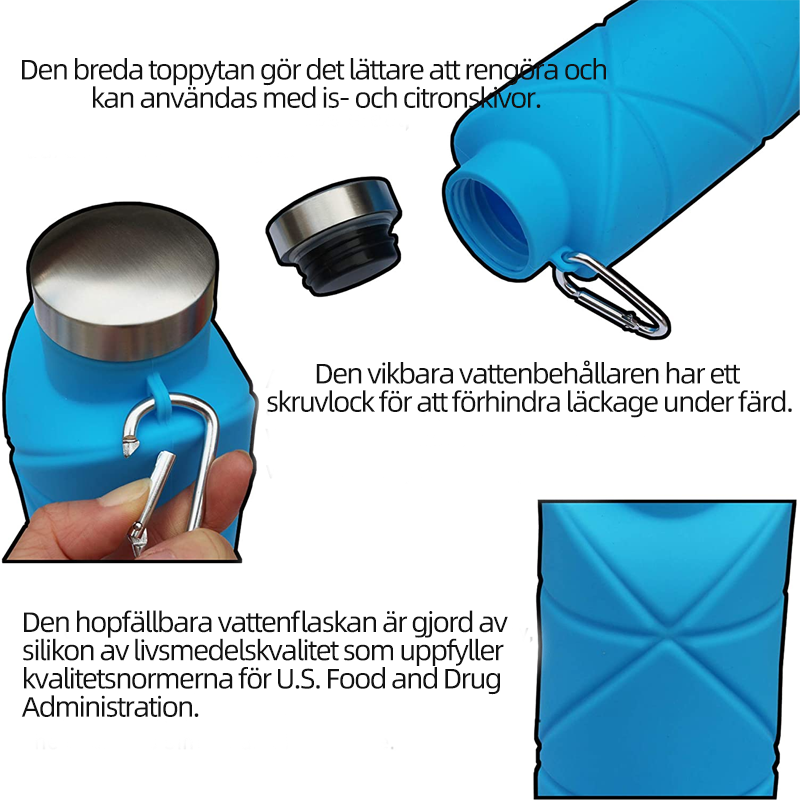 Hopfällbar Silicone Vattenflaska 700ml