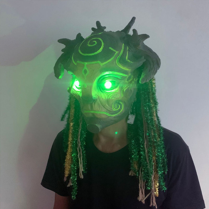 Skogens Ande Halloween-mask med Gröna Lysande Ögon