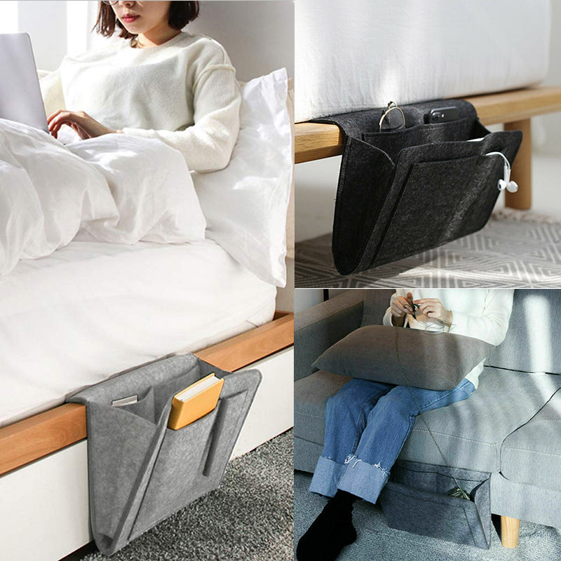 Förvaringsväska av filt för soffa och sängkant