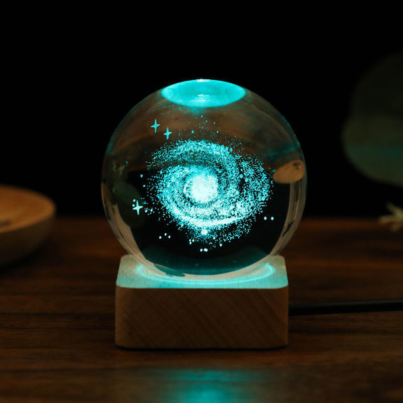 3D Galaxy Nattljus Dekor Krystalkul lampa