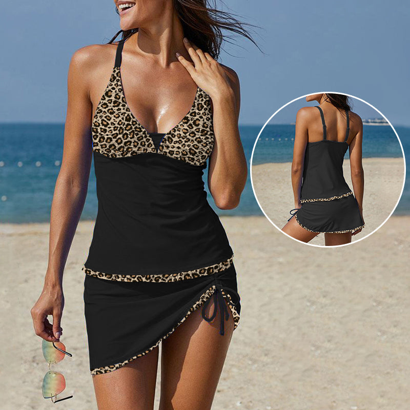 Sexig leopard skarva camisole tankini