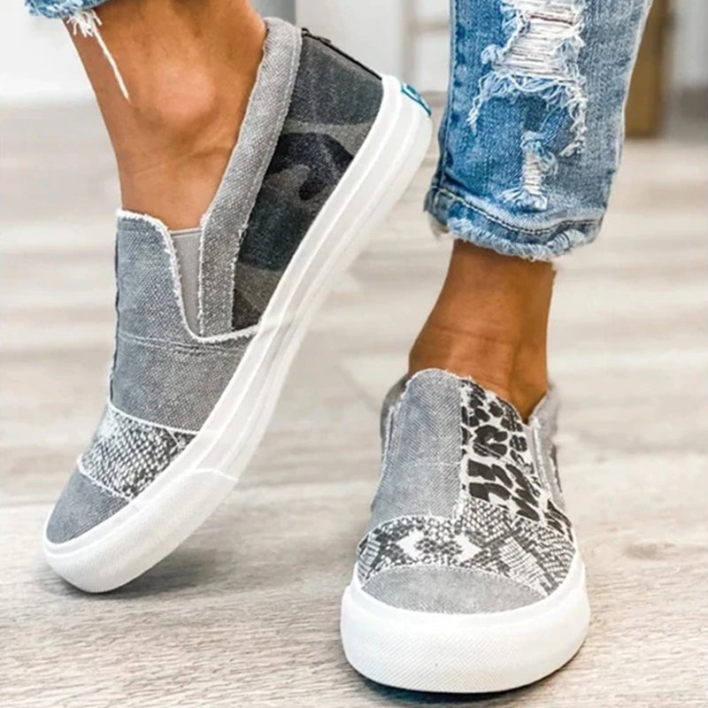 Patchwork avslappnade sneakers för damer