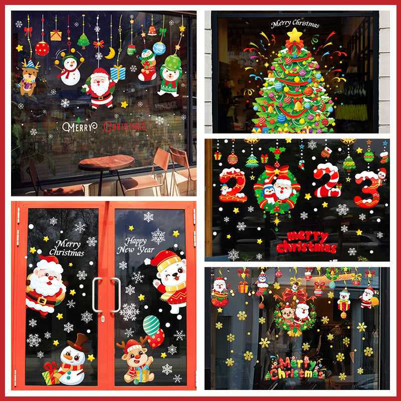Jul fönster klistermärken dubbelsidig re-stickable dekoration