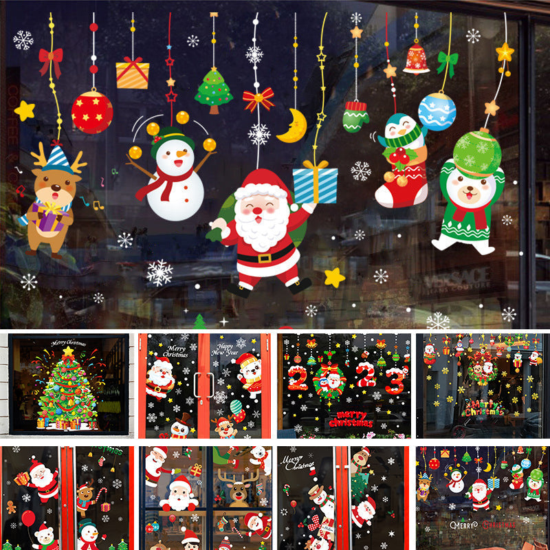 Jul fönster klistermärken dubbelsidig re-stickable dekoration